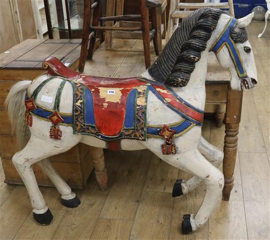 A carved and painted carousel horse, H.108cm